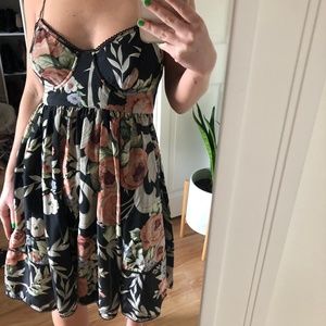 Zimmermann Black Silk Floral Mini Dress Sz 2